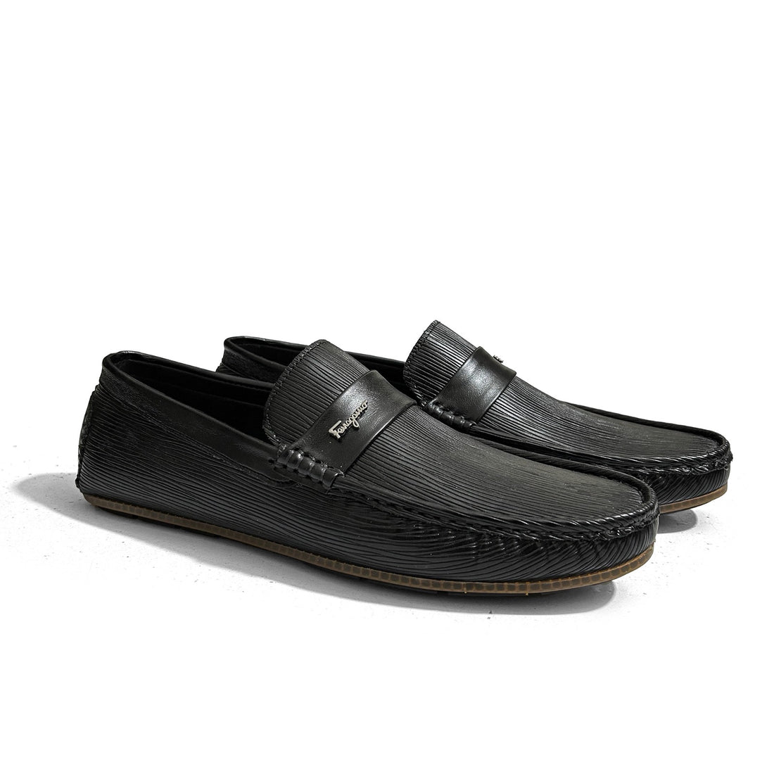 BLACK TEXTURED LOAFERS